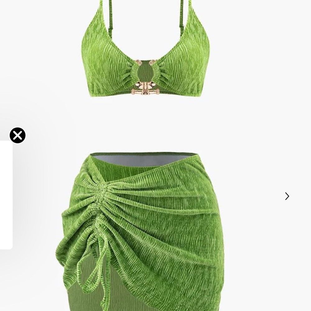 EUC 3-piece green velvet swim set size Small